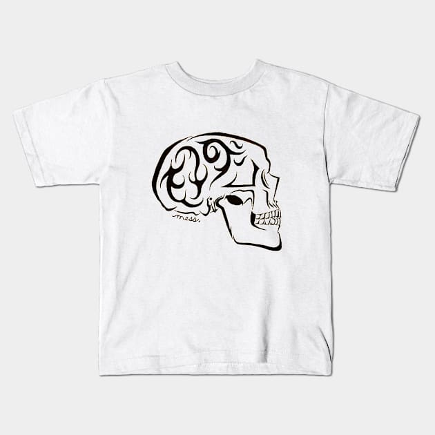 Skull drawing Kids T-Shirt by BvbBrenda20